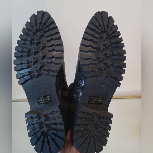 Napoleoni Black Leather Boots With Fur Made in Italy Size 37 - Picture 8 of 11